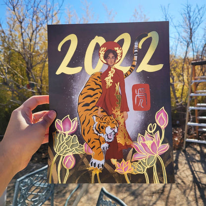 2022 Year of the Tiger Gold Foil Art Print